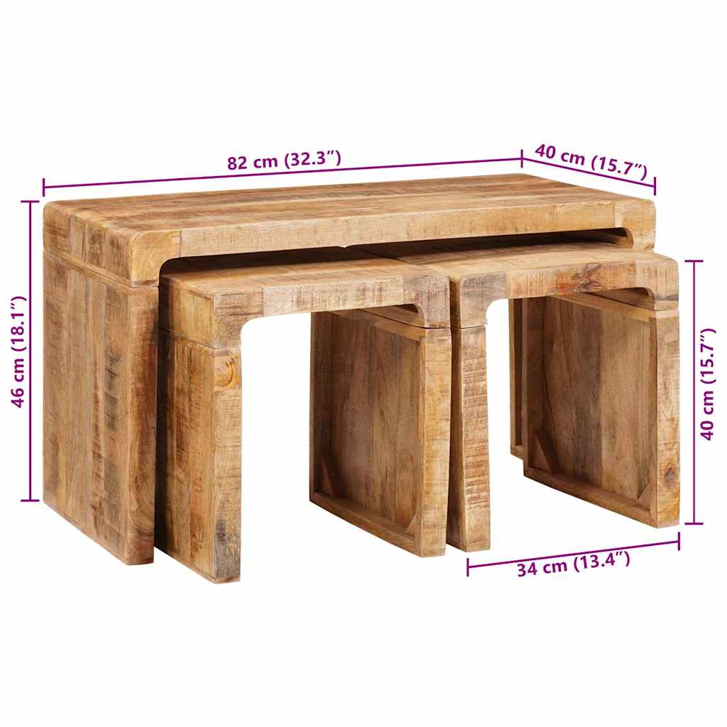 Stol za slaganje 3 pcs Smeđa Čvrsto drvo manga