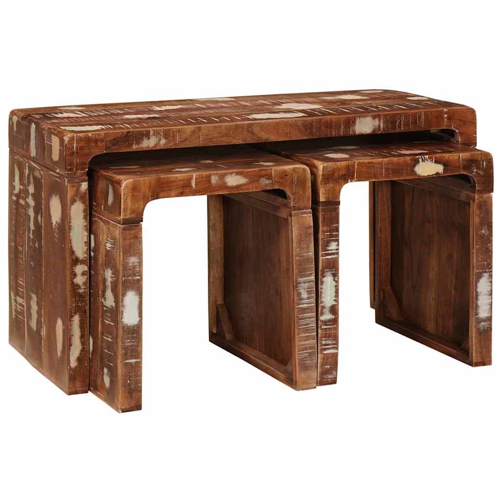 Stol za slaganje 3 pcs Smeđa Čvrsto drvo iz reciklaže