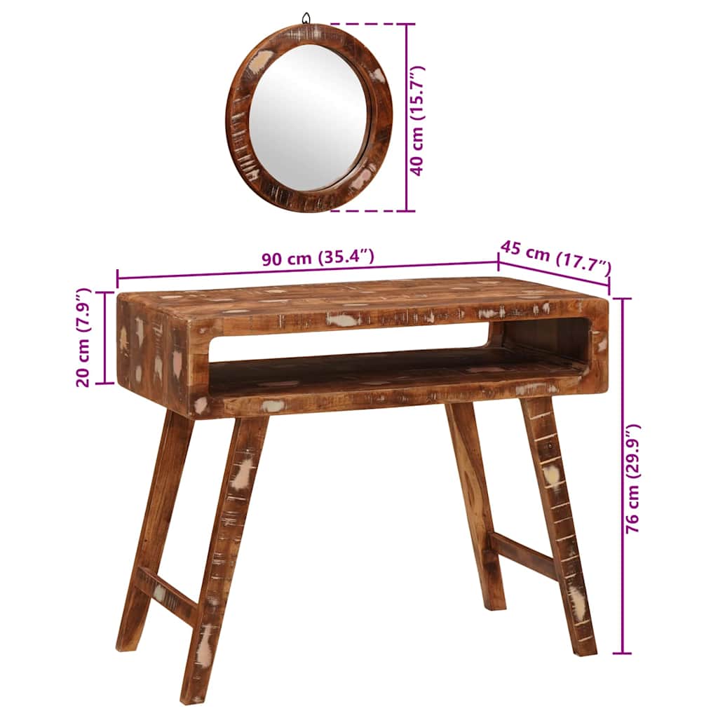 Toaletni stol Smeđa 90 x 76 x 45 cm Čvrsto drvo iz reciklaže