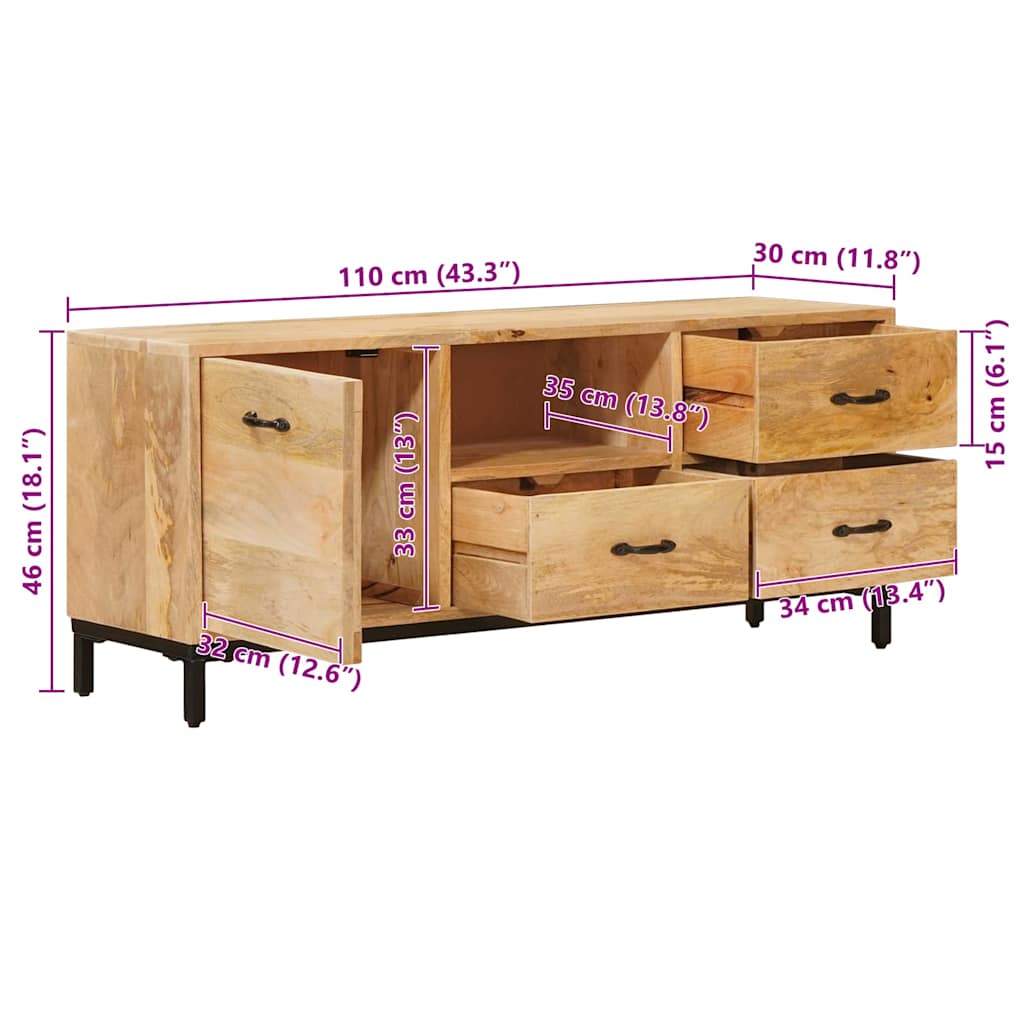 TV stalci s ladicama Smeđa 110 x 30 x 46 cm Čvrsto drvo manga