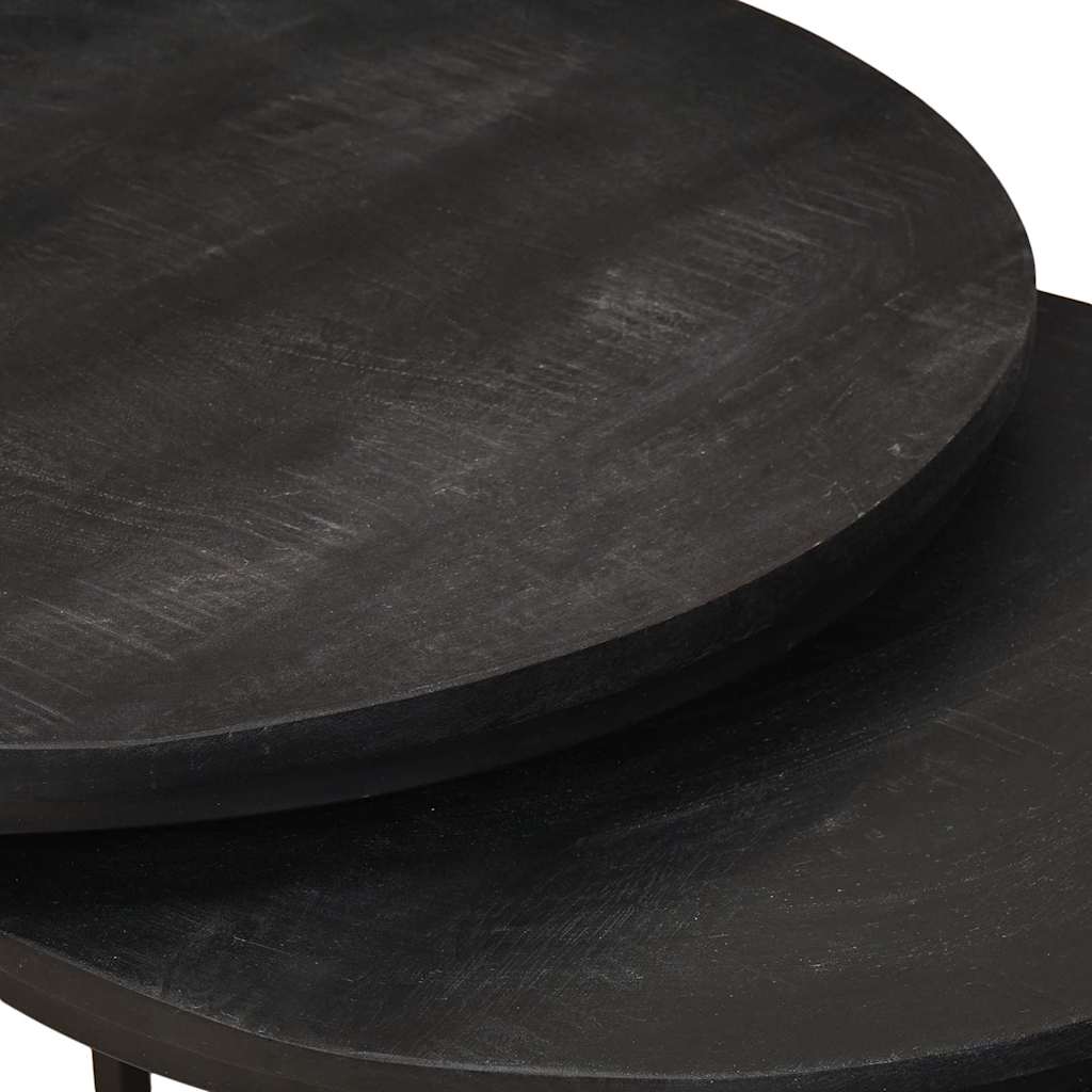 Stolovi za kavu na sklapanje 3 pcs Masivno drvo manga i čelik