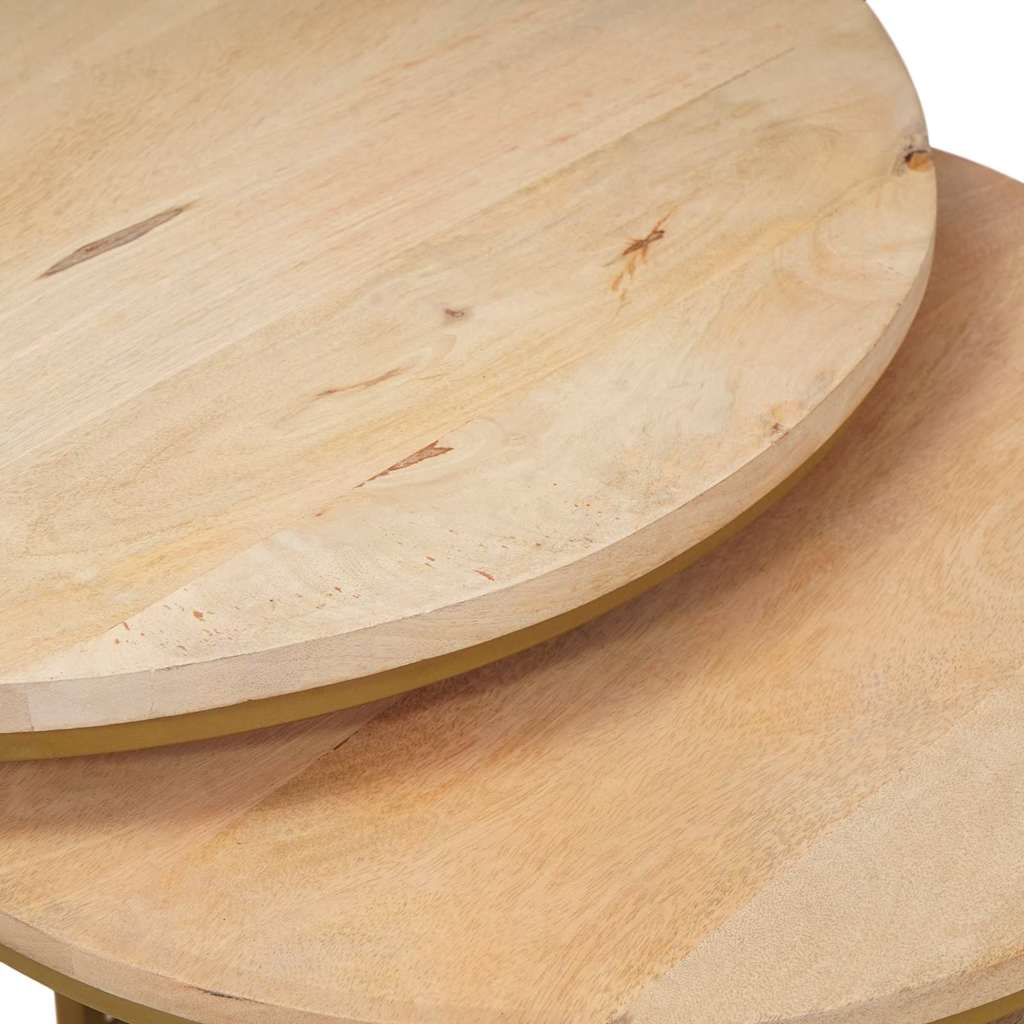 Stolovi za kavu na sklapanje 3 pcs Masivno drvo manga i čelik