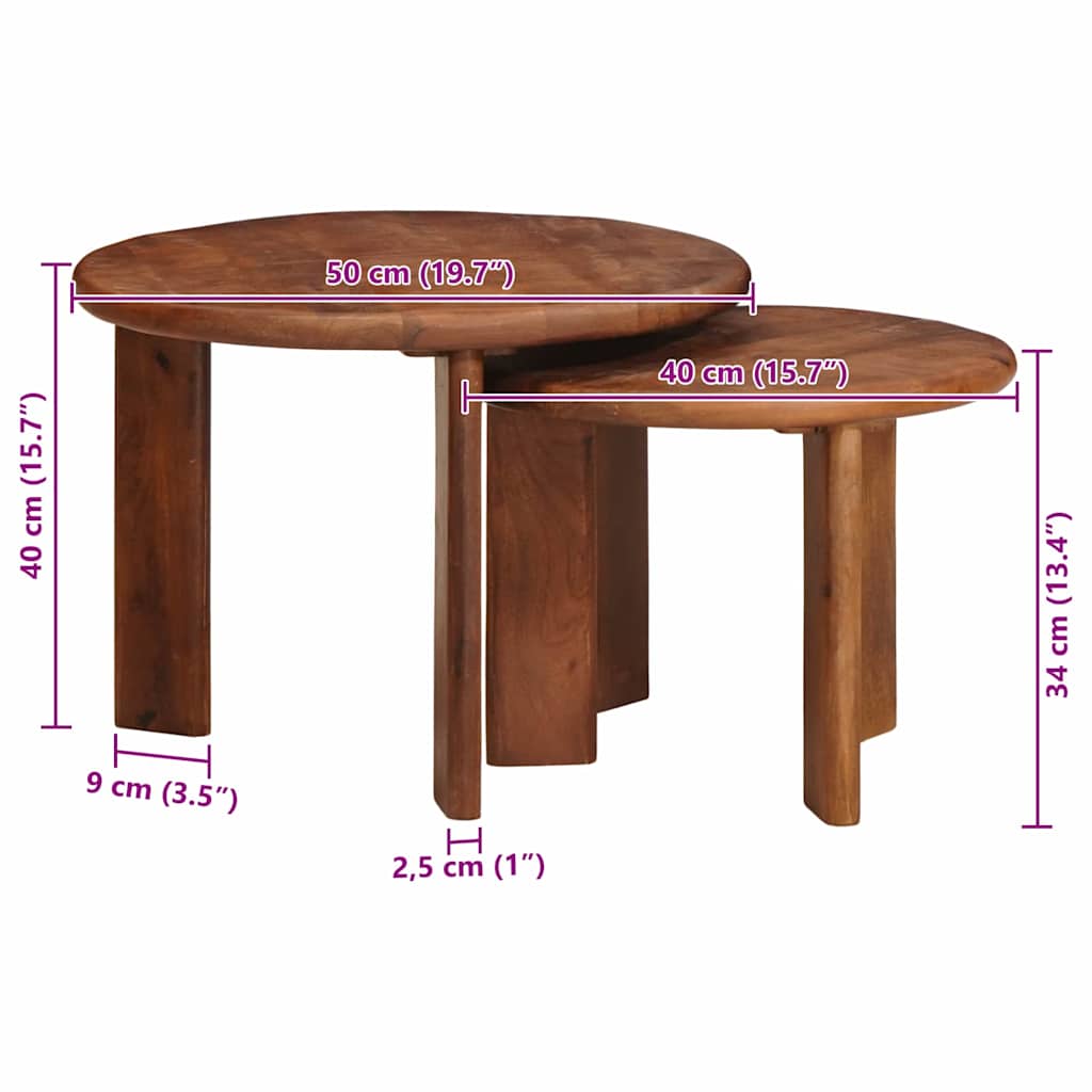 Stolovi za kavu na sklapanje 2 pcs Čvrsto drvo manga