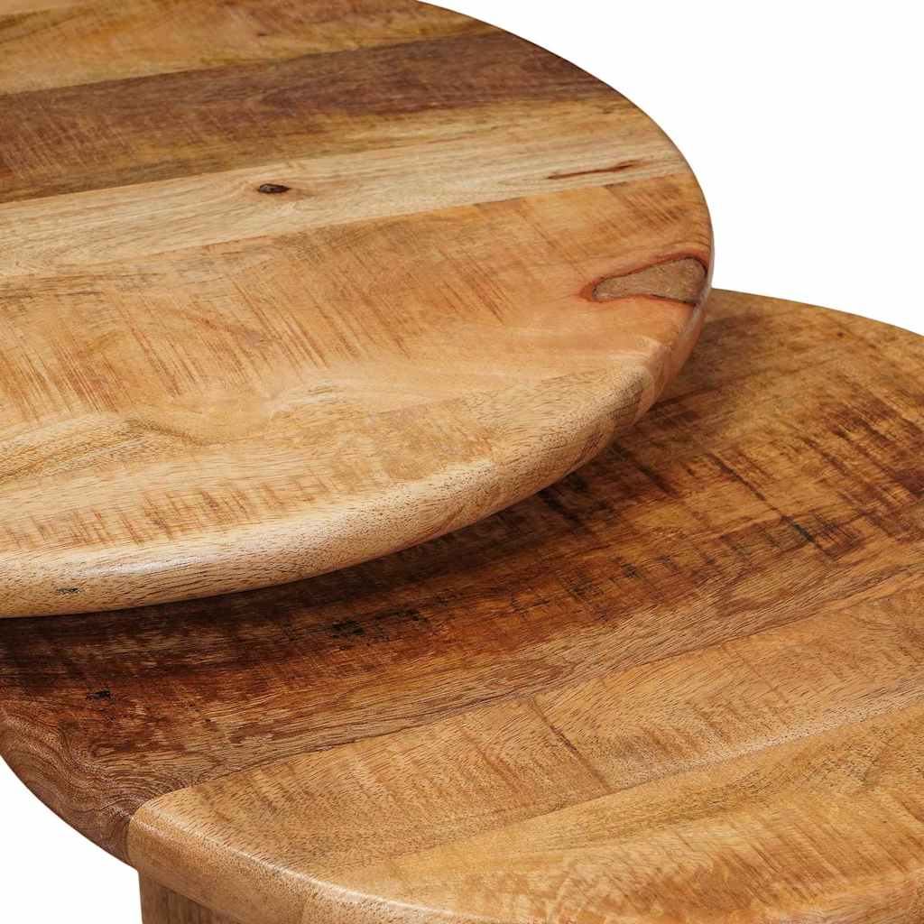 Stolovi za kavu na sklapanje 3 pcs Smeđa Čvrsto drvo manga
