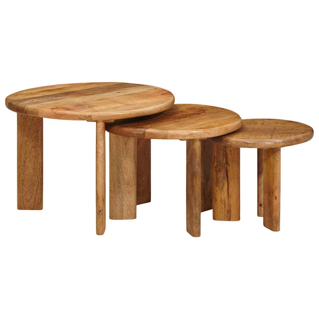 Stolovi za kavu na sklapanje 3 pcs Smeđa Čvrsto drvo manga