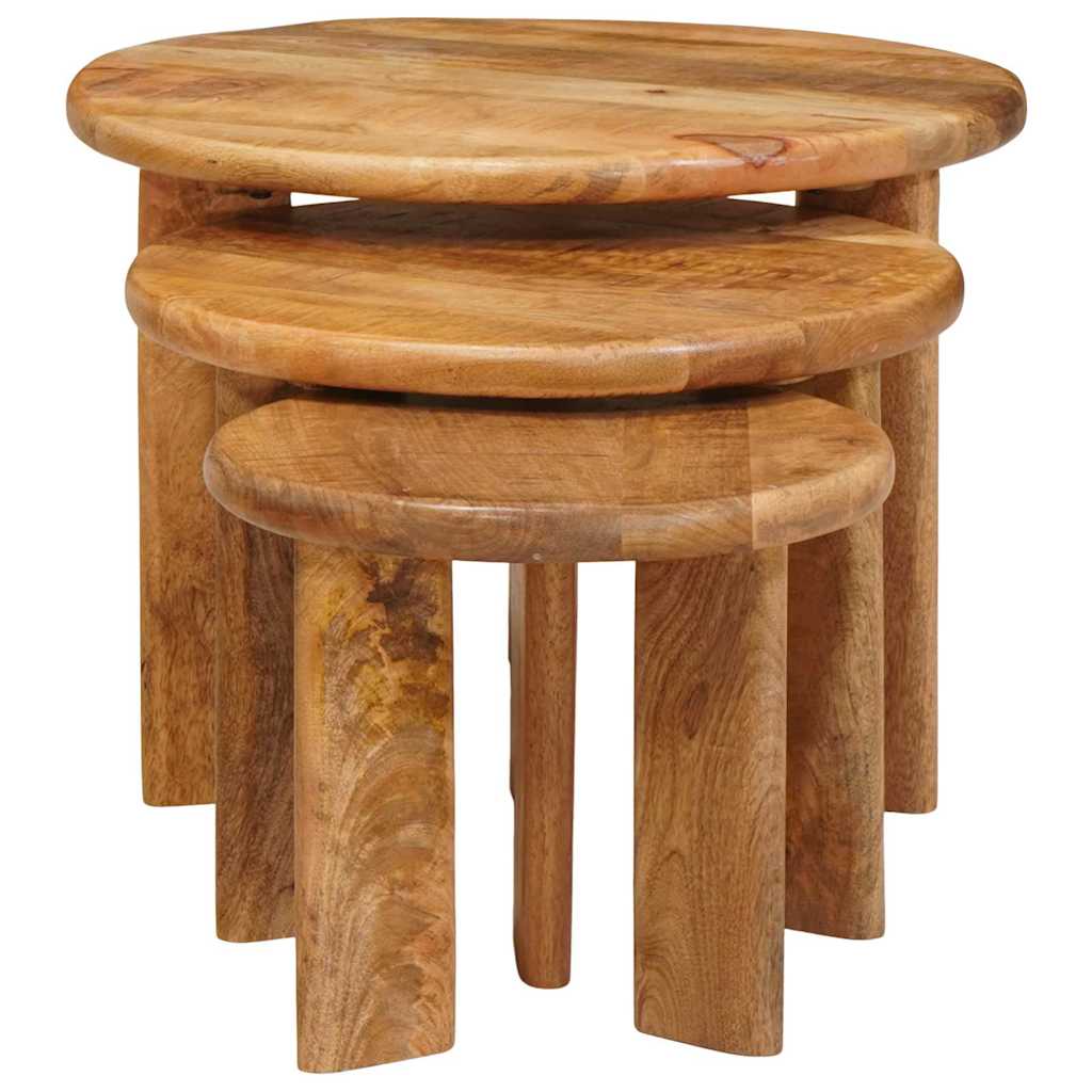 Stolovi za kavu na sklapanje 3 pcs Smeđa Čvrsto drvo manga