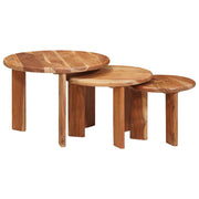 Stolovi za kavu na sklapanje 3 pcs Smeđa Čvrsto drvo akacije