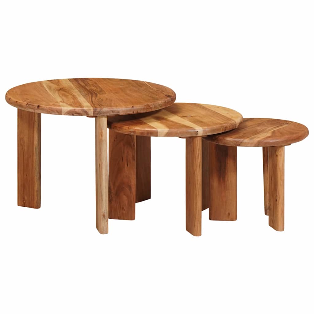 Stolovi za kavu na sklapanje 3 pcs Smeđa Čvrsto drvo akacije