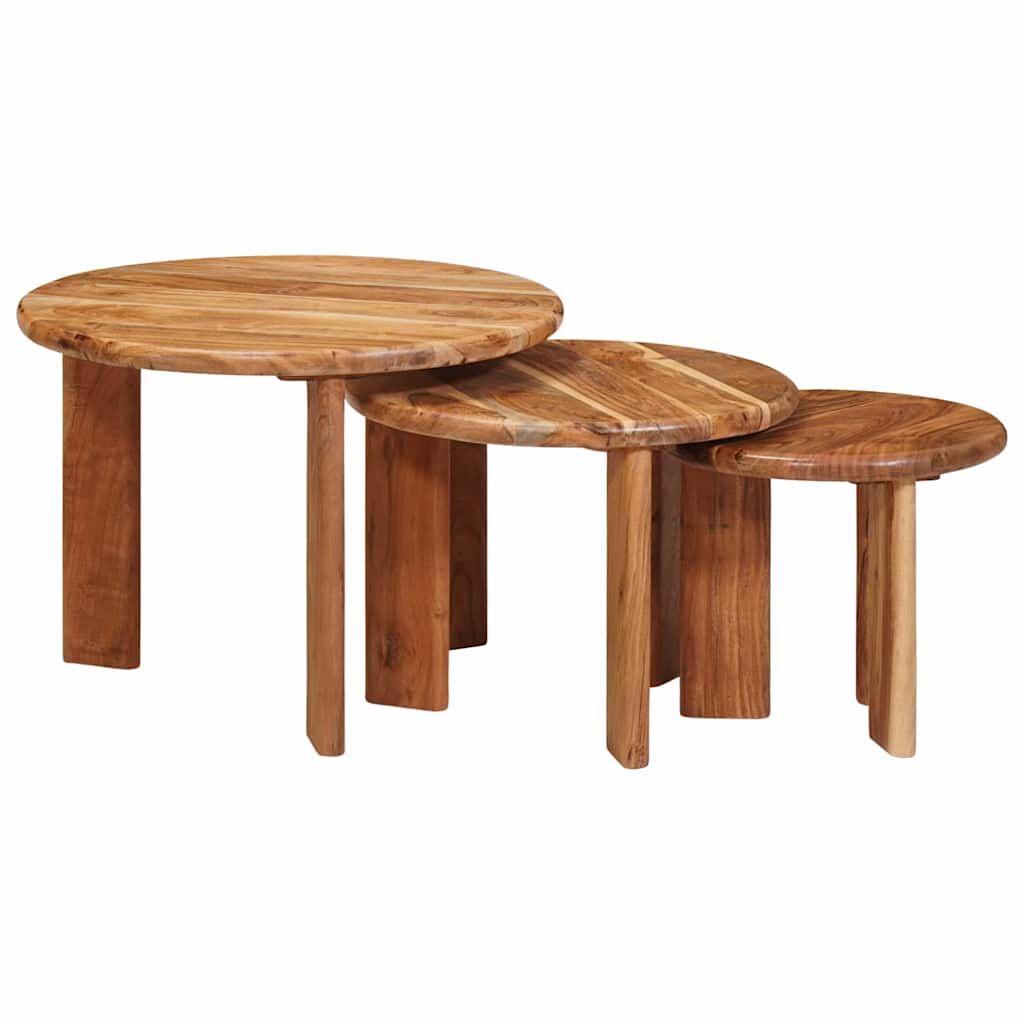 Stolovi za kavu na sklapanje 3 pcs Smeđa Čvrsto drvo akacije