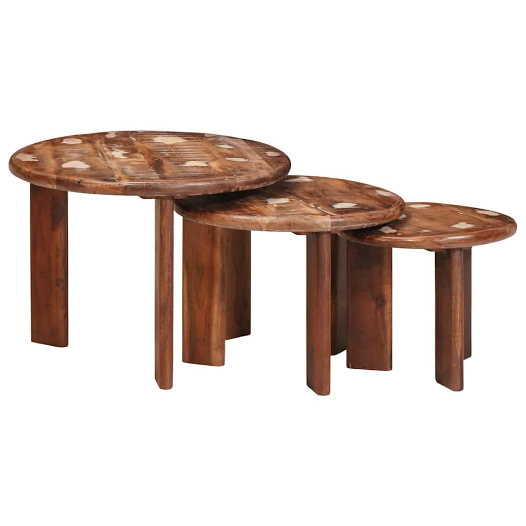 Stolovi za kavu na sklapanje 3 pcs Čvrsto reciklirano drvo