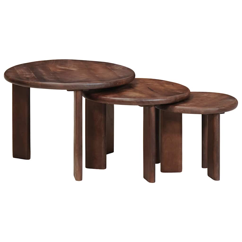 Stolovi za kavu na sklapanje 3 pcs Čvrsto drvo manga