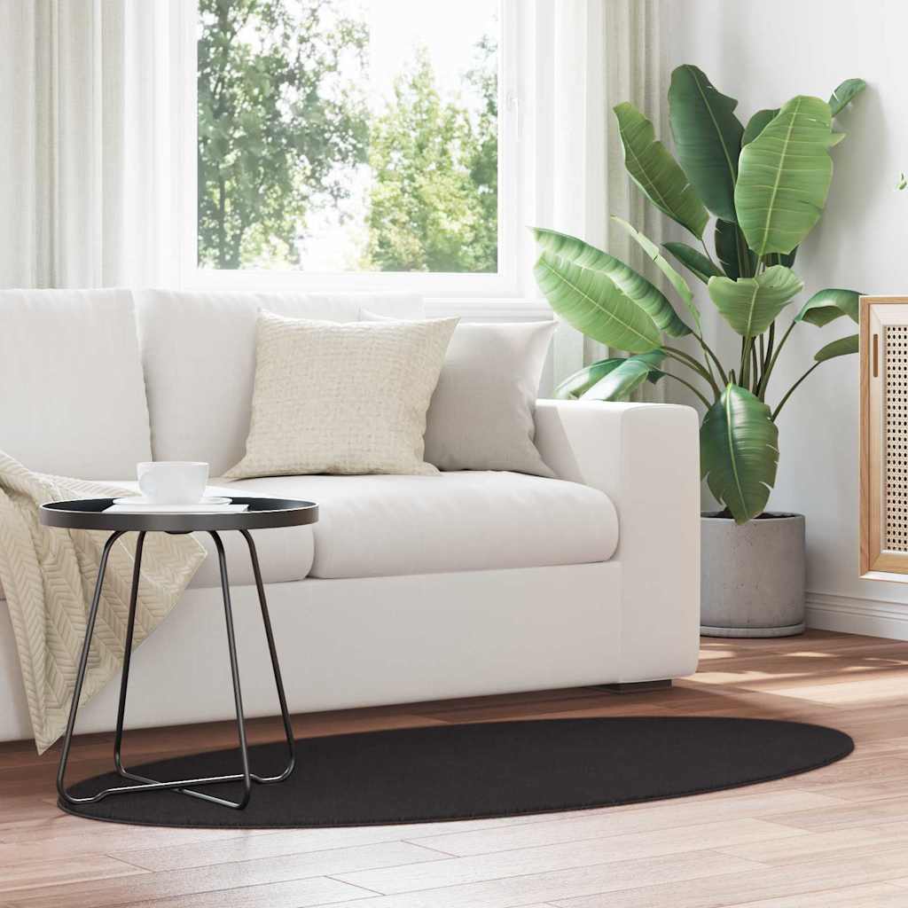 Tepisi za područja Ovalni HUARTE Crna 80 x 150 cm