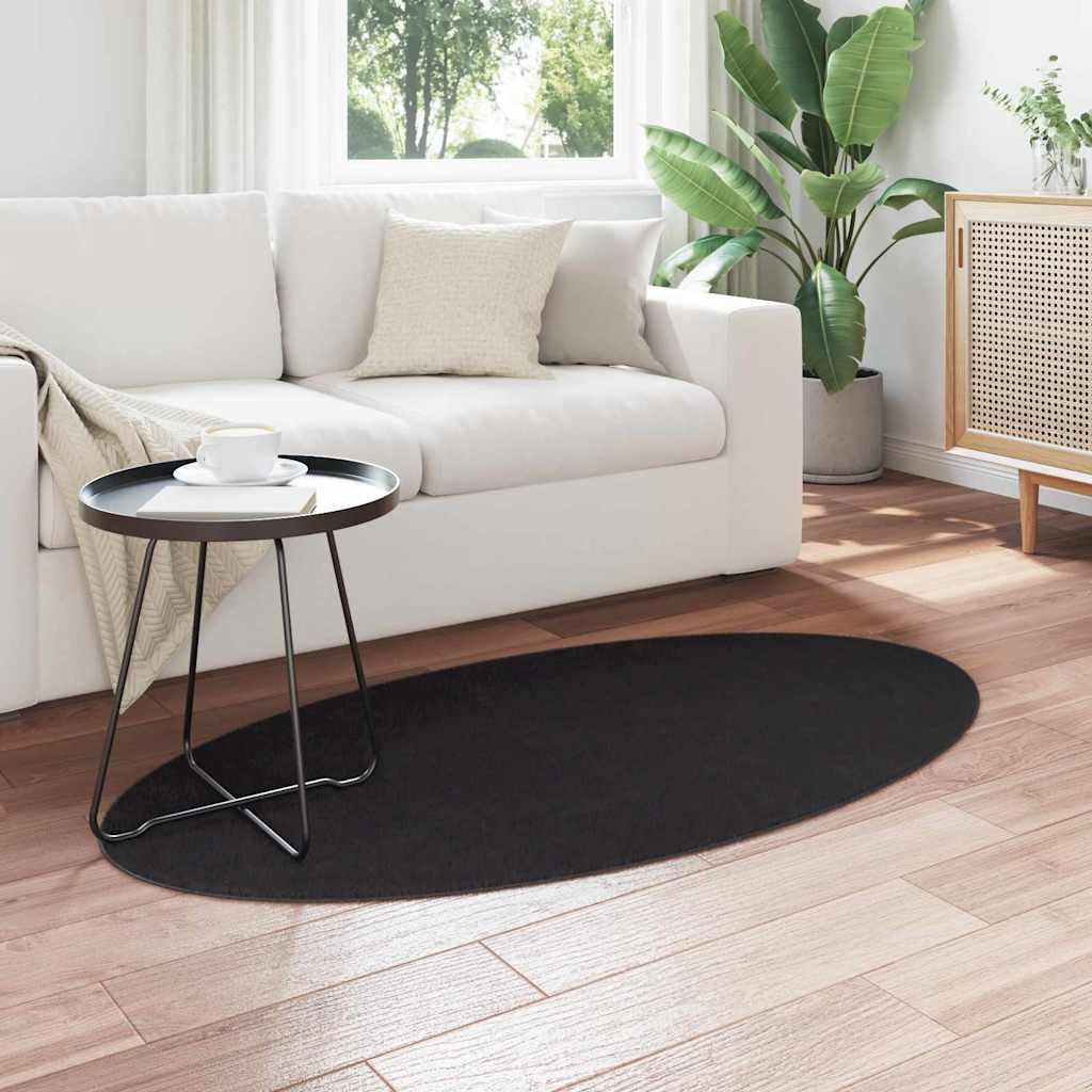 Tepisi za područja Ovalni HUARTE Crna 80 x 150 cm
