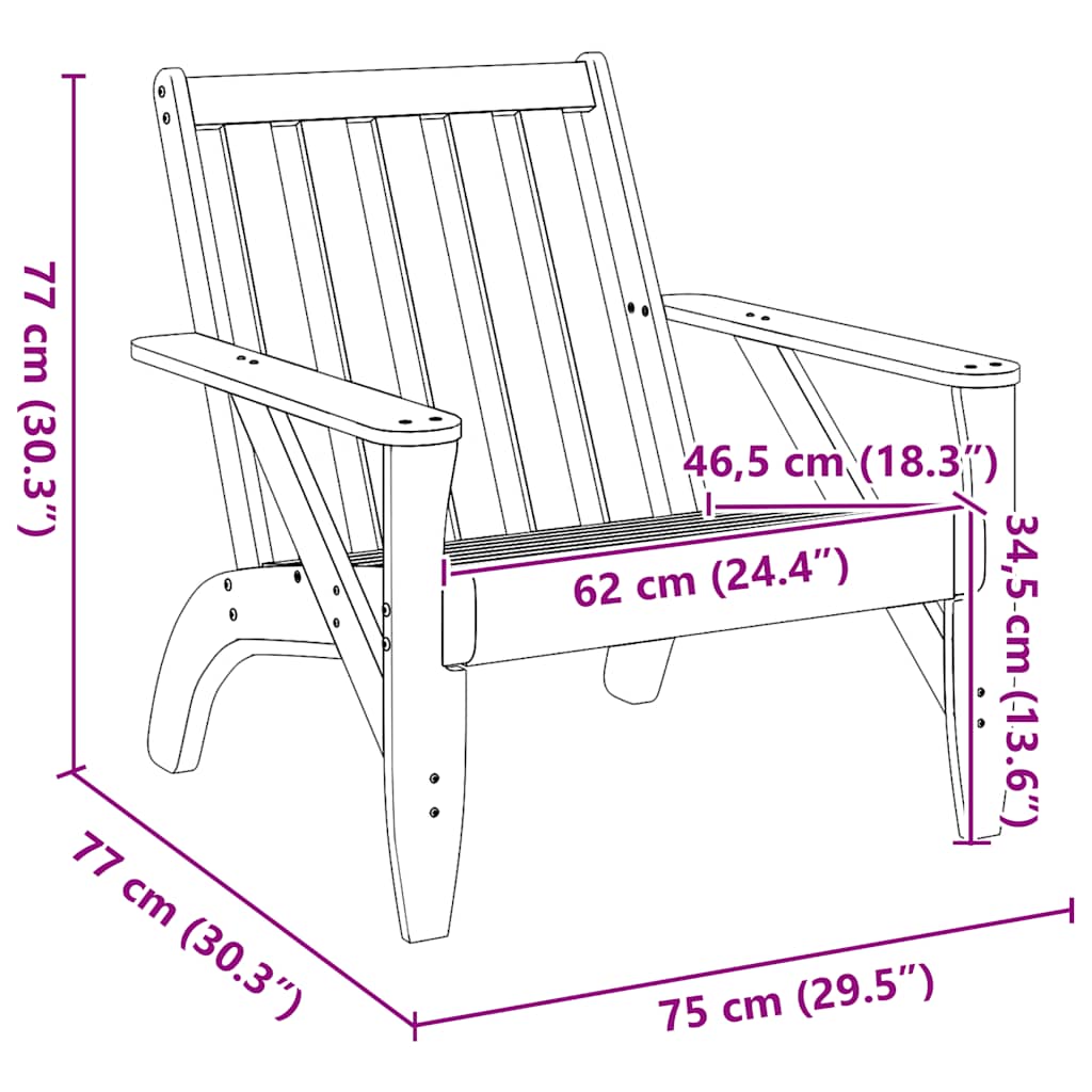 Vrtne Adirondack stolice 2 kom bijele 75x77x77 cm od borovine
