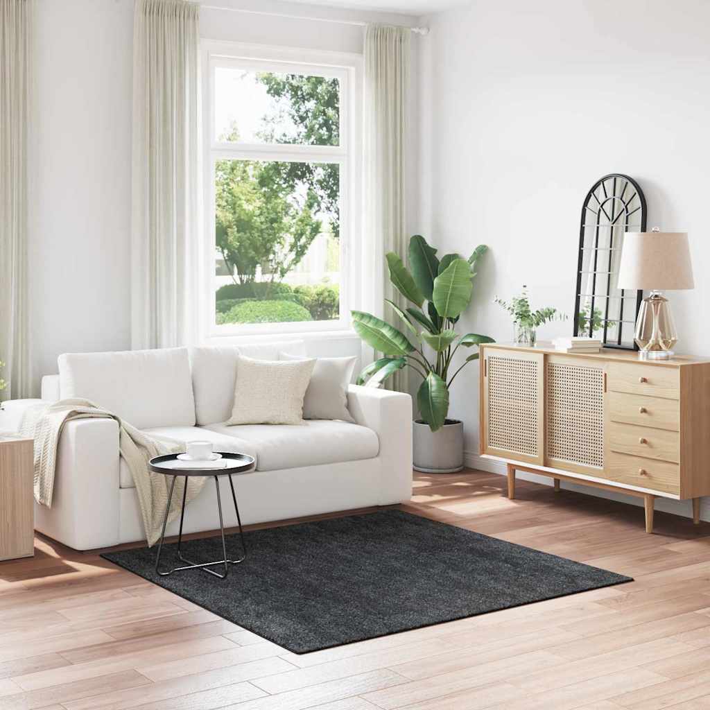 Protuklizni Shaggy Tepih Tamno siva 160 x 160 cm PP