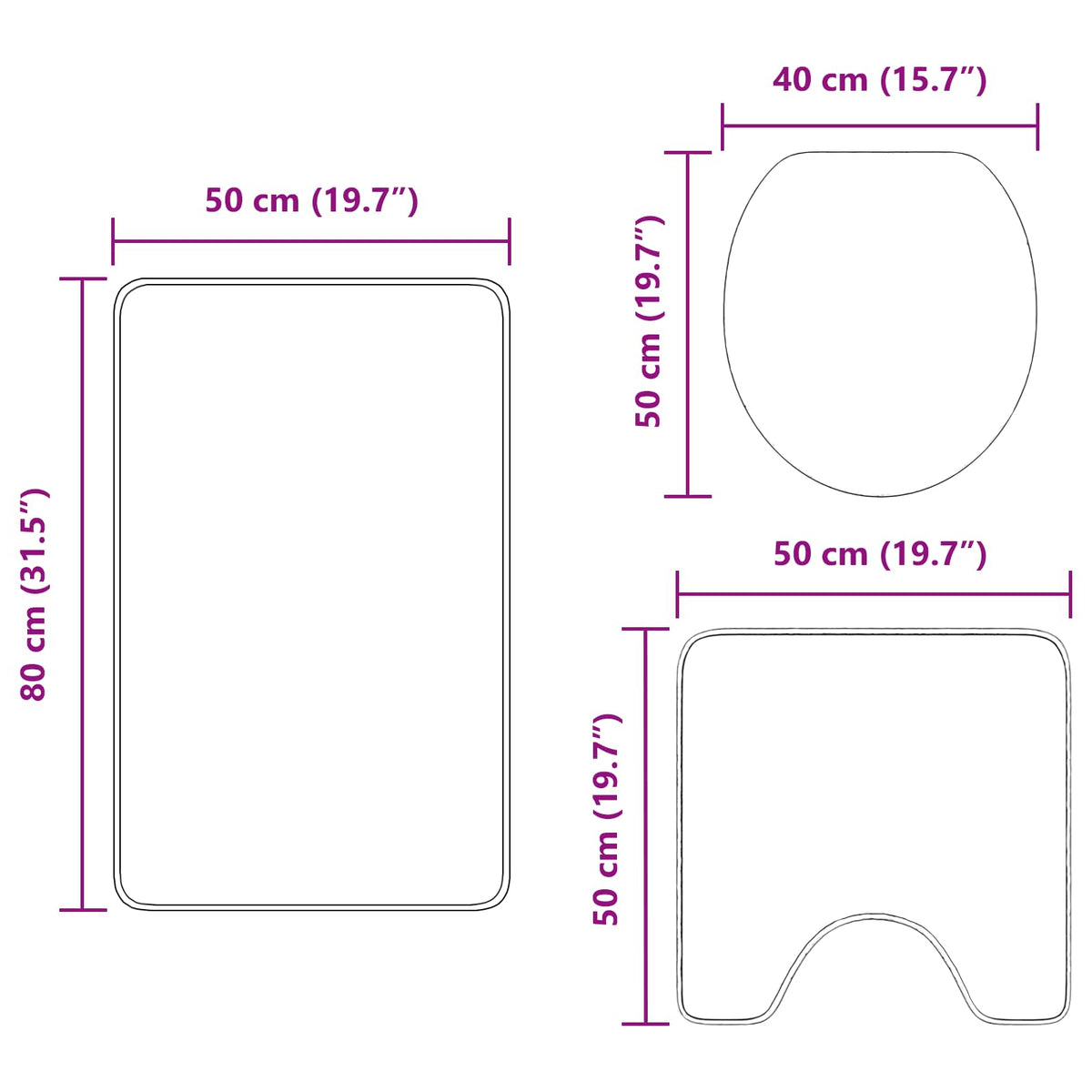 Set prostirki za kupatilo s protukliznom podlogom 3 pcs PP
