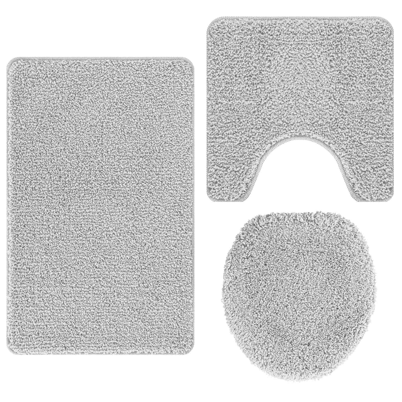 Set prostirki za kupatilo s protukliznom podlogom 3 pcs Siva PP