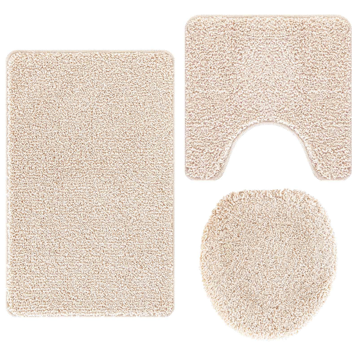 Set prostirki za kupatilo s protukliznom podlogom 3 pcs Krema
