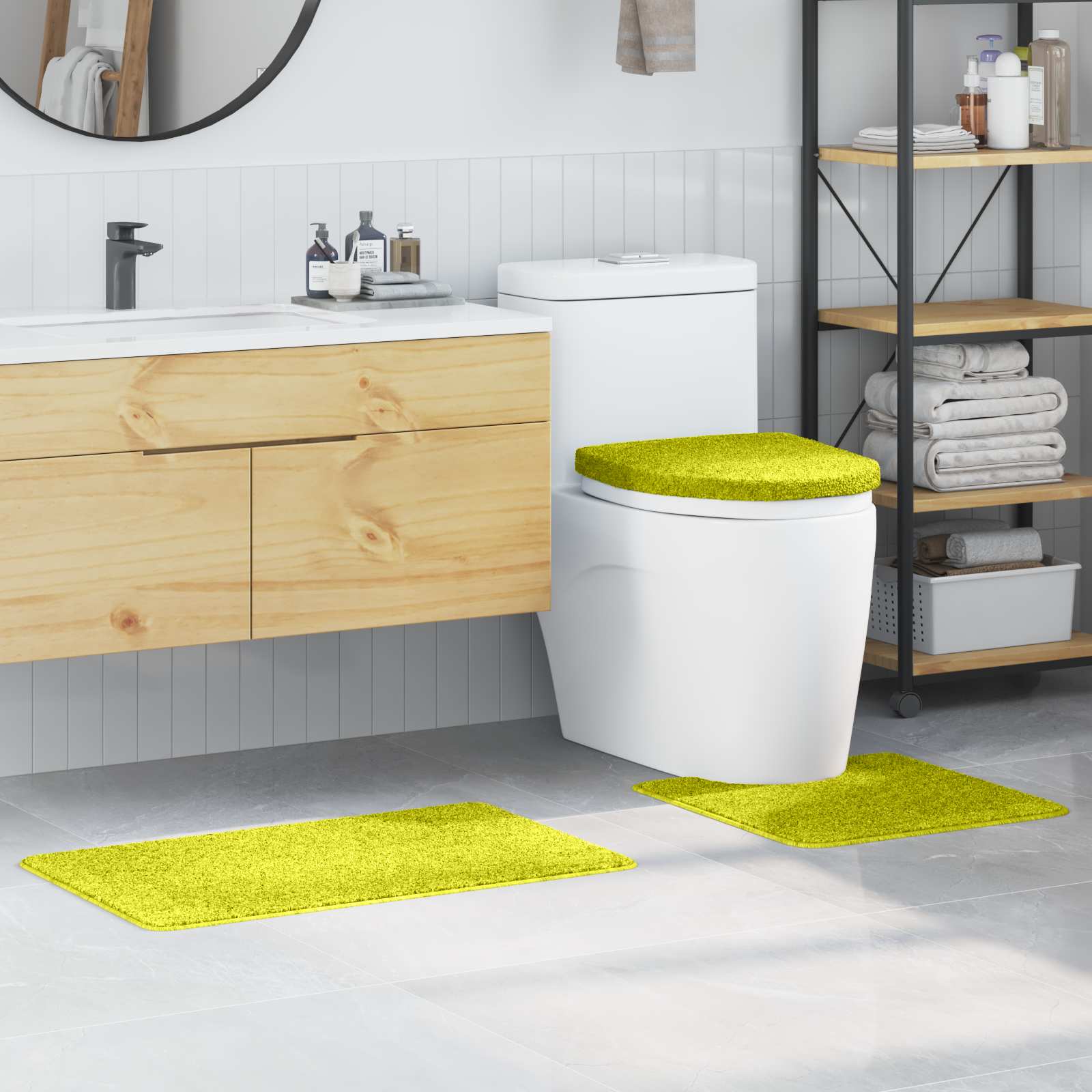 Set prostirki za kupatilo s protukliznom podlogom 3 pcs Zelena