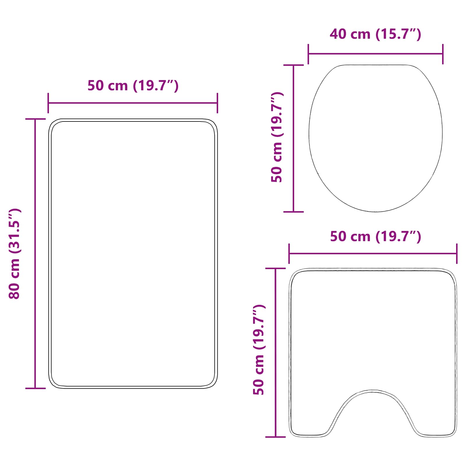 Set prostirki za kupatilo s protukliznom podlogom 3 pcs Zelena