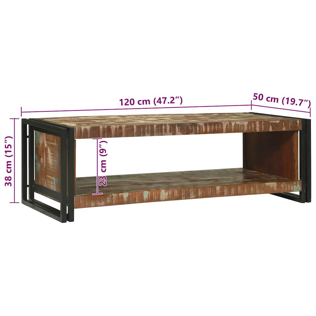 Kava Stol Šareni 120 x 50 x 38 cm Čvrsto drvo iz reciklaže