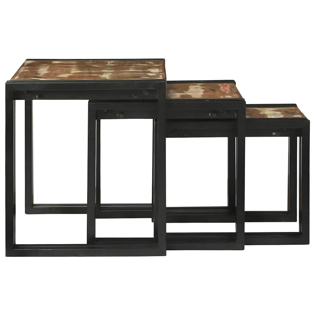Stol za slaganje 3 pcs Čvrsto drvo recikliranog drva i metal
