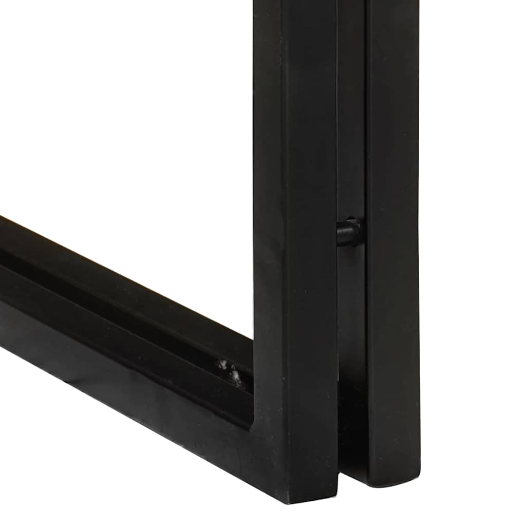 Stol za slaganje 3 pcs Smeđa i crna Čvrsto drvo manga i metal