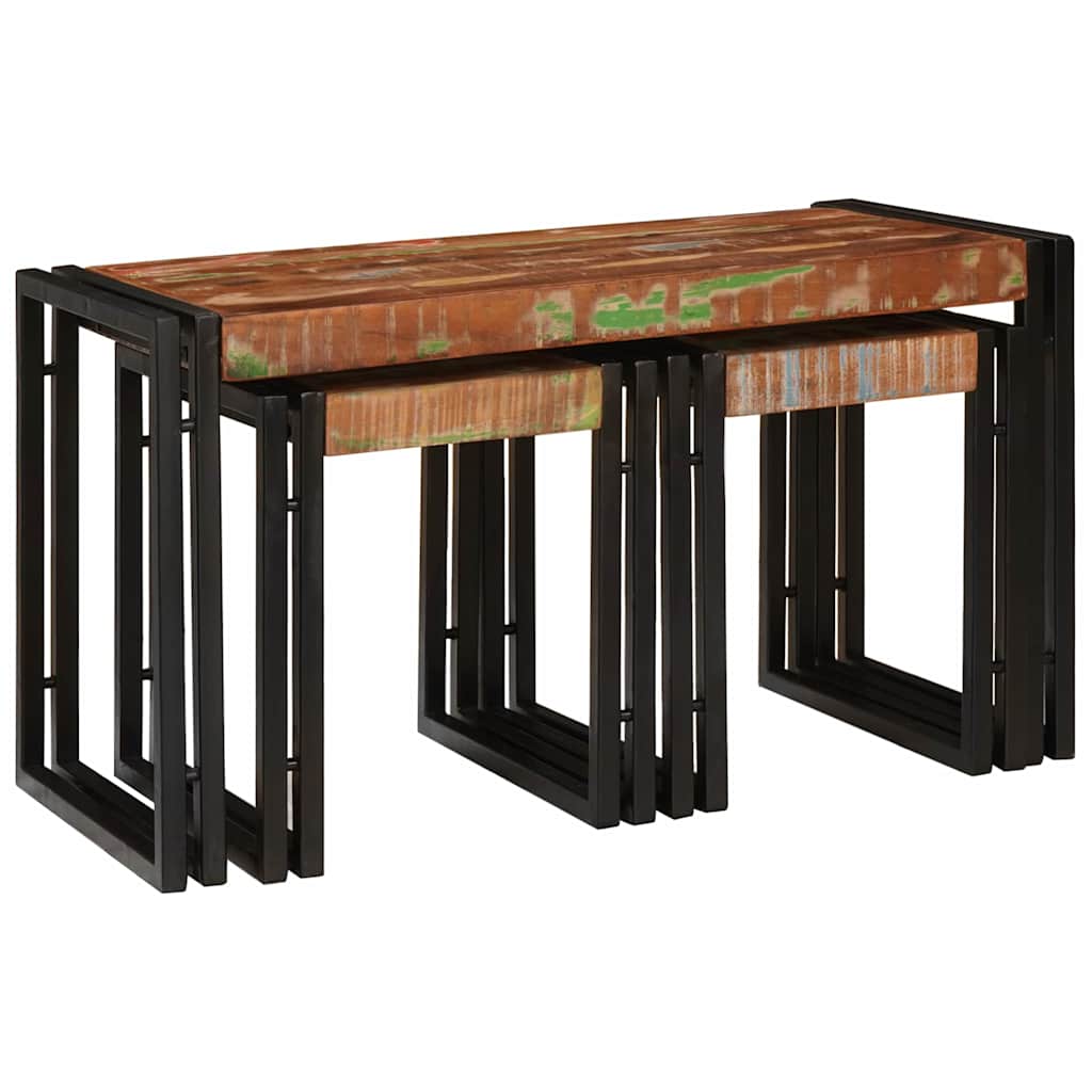 Stol za slaganje 3 pcs Čvrsto drvo recikliranog drva i metal