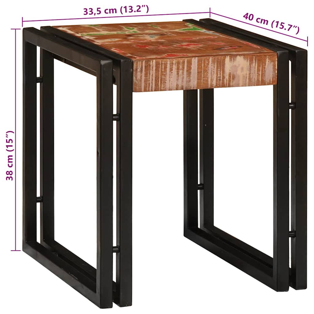 Stol za slaganje 3 pcs Čvrsto drvo recikliranog drva i metal