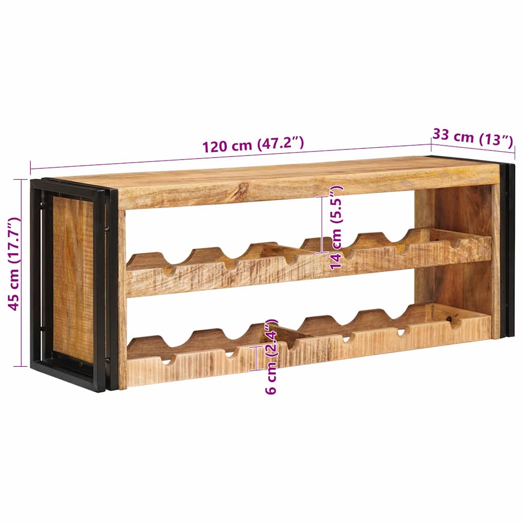 Stalak za vino Smeđa 100 x 45 x 33 cm Čvrsto Grubo Drvo Manga