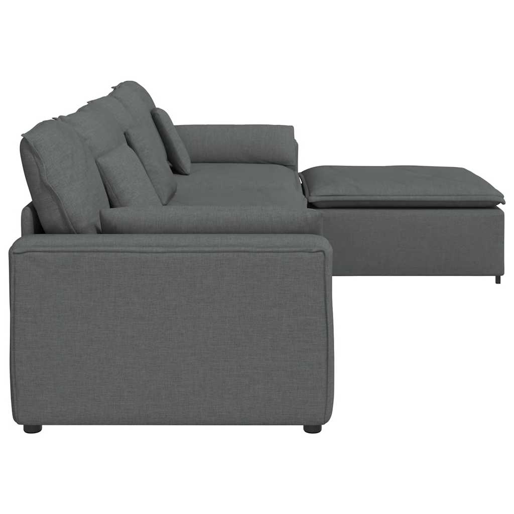 Modularna sofa s podnožjem i jastucima tamno siva