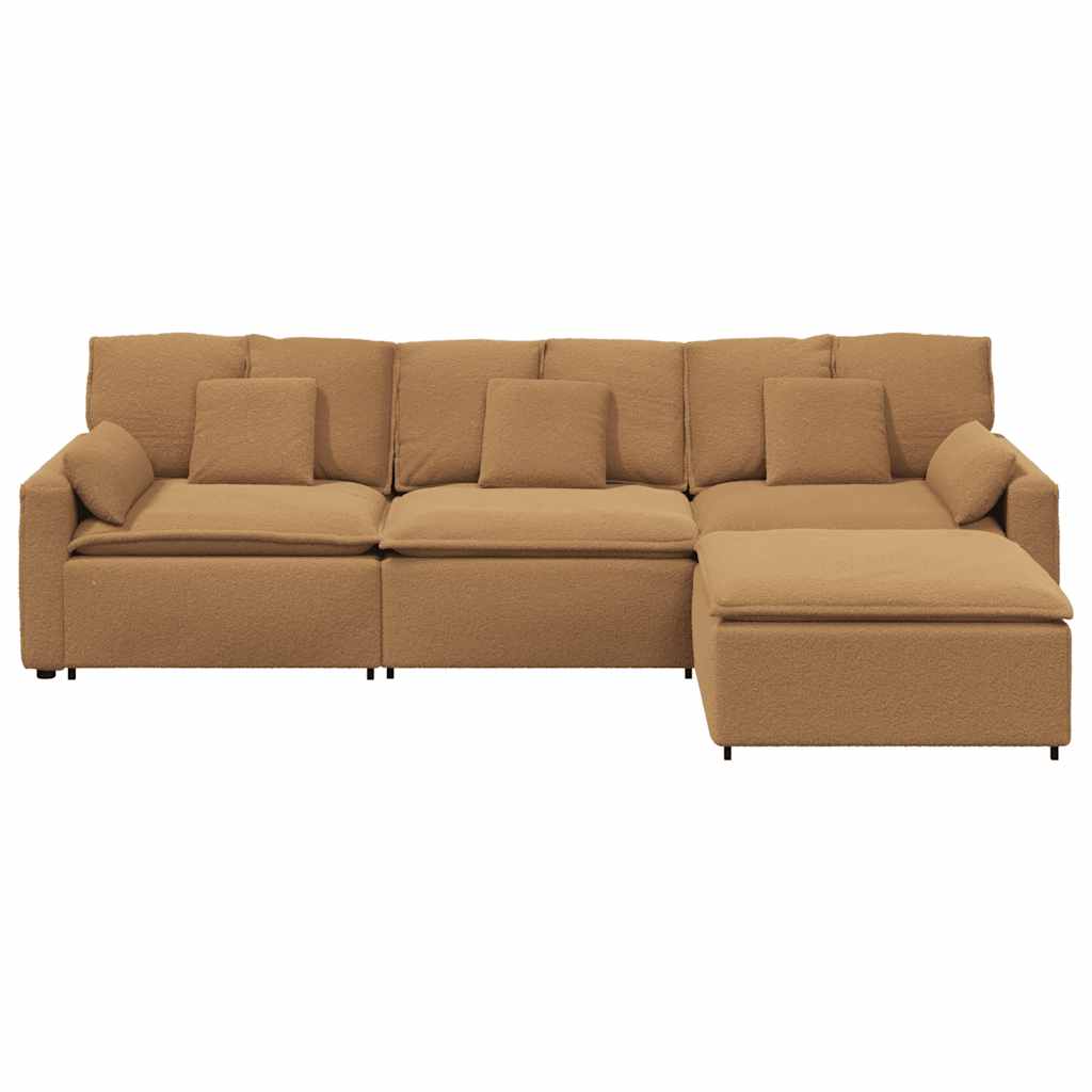 Modularna sofa s tabureom i jastucima bež boje