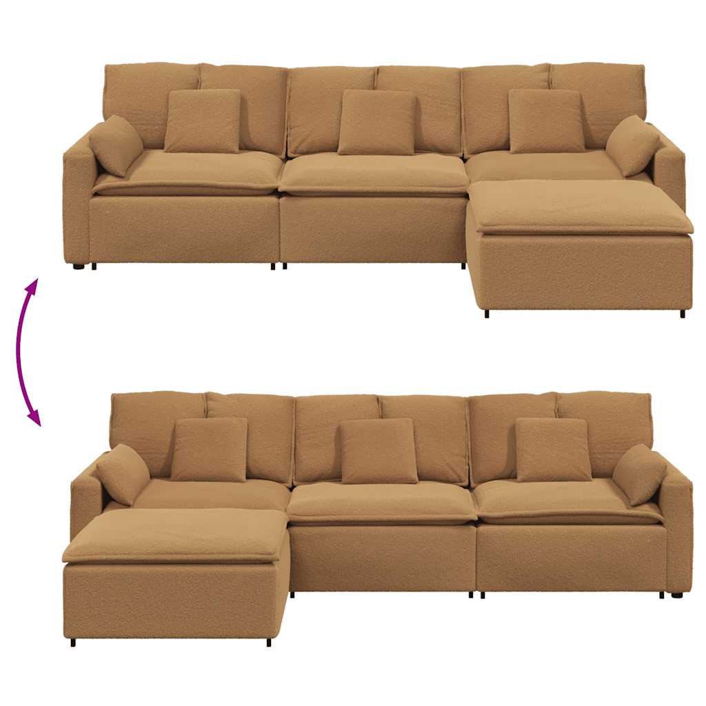 Modularna sofa s tabureom i jastucima bež boje