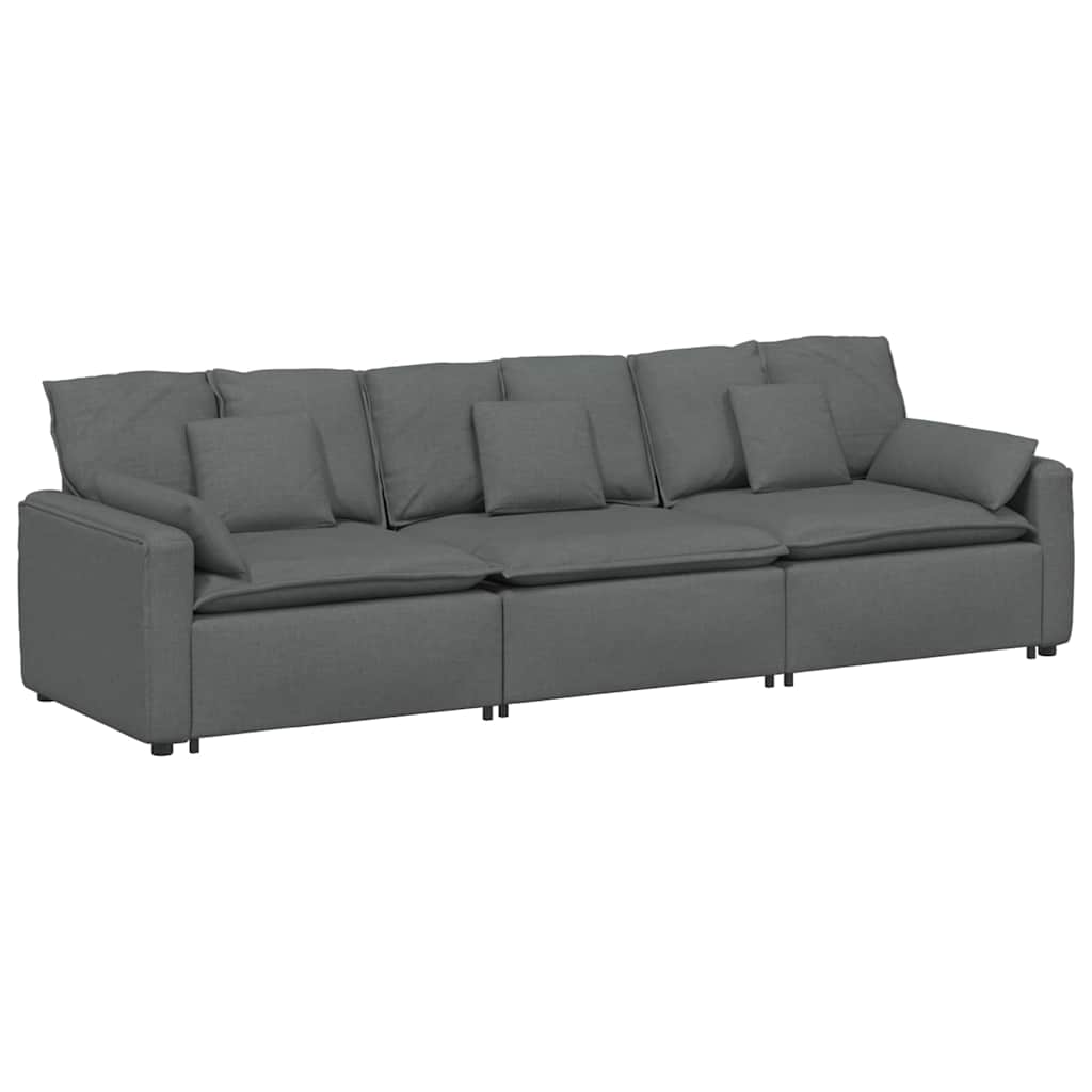 Modularna sofa s jastucima tamno siva