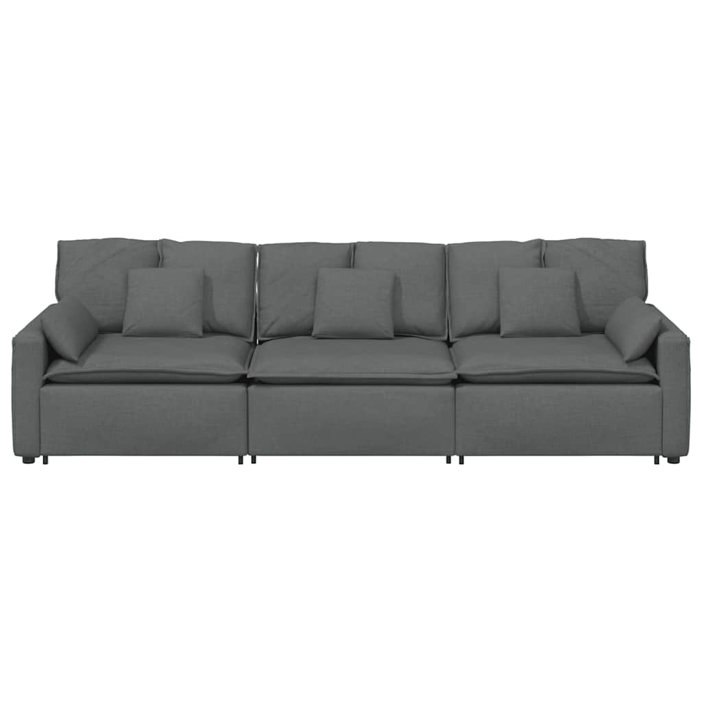 Modularna sofa s jastucima tamno siva