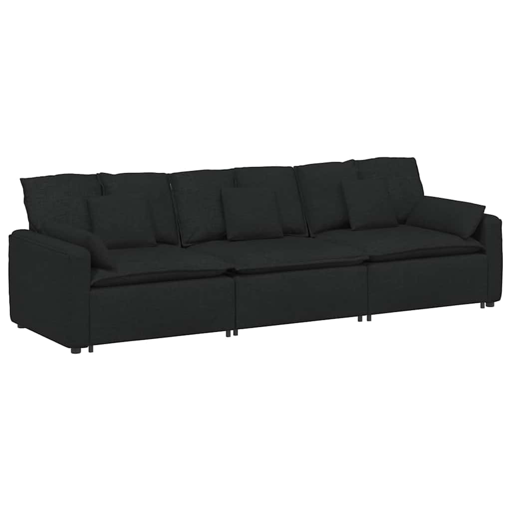 Modularna sofa s jastucima crna