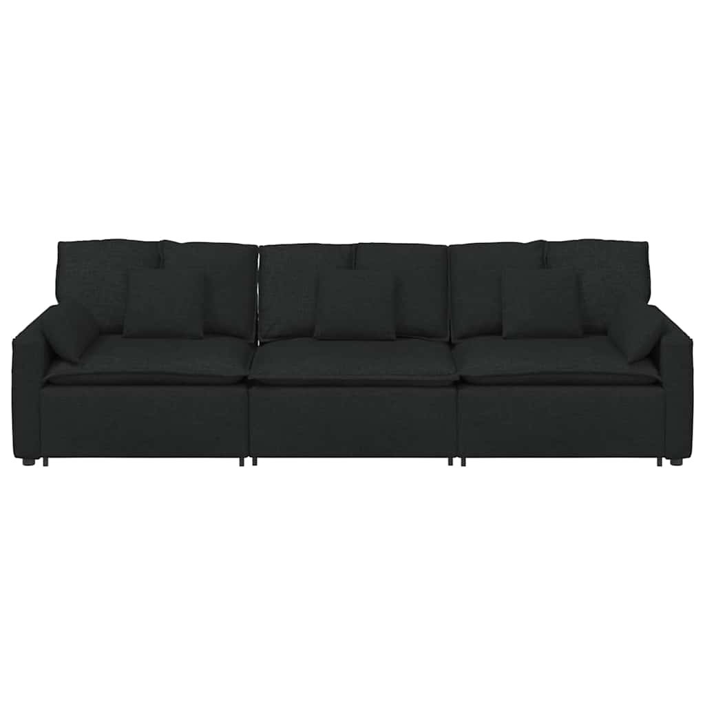 Modularna sofa s jastucima crna
