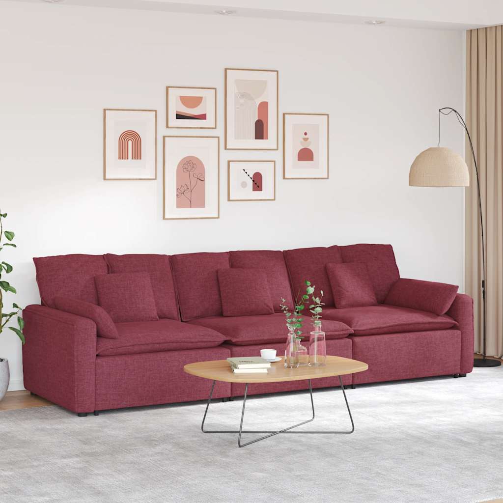 Modularna sofa s jastucima, vinsko crvena