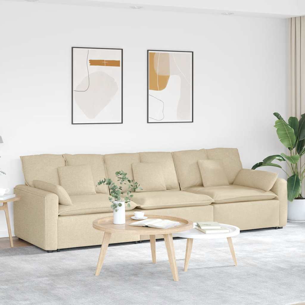 Modularna sofa s jastucima krem boje