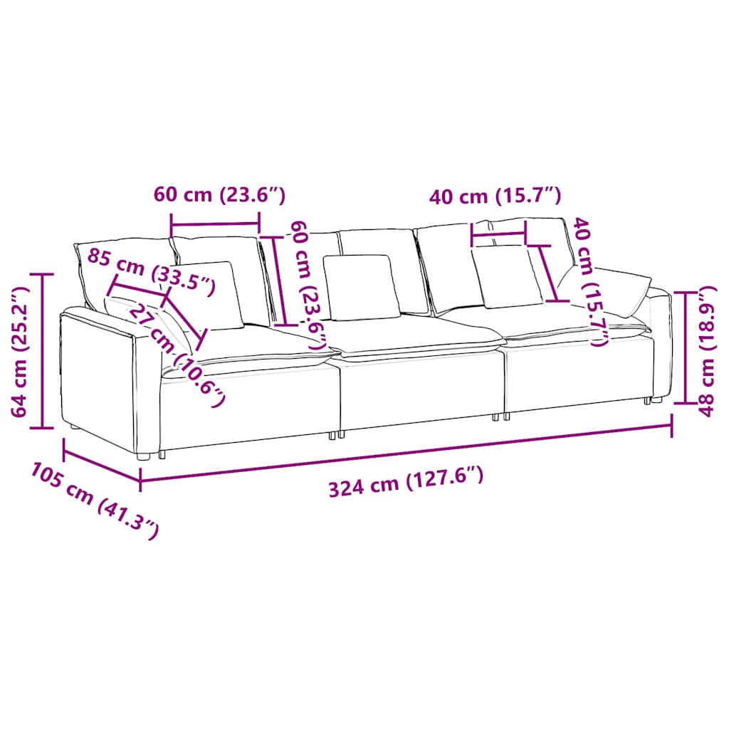 Modularna sofa s jastucima, traperice plave boje