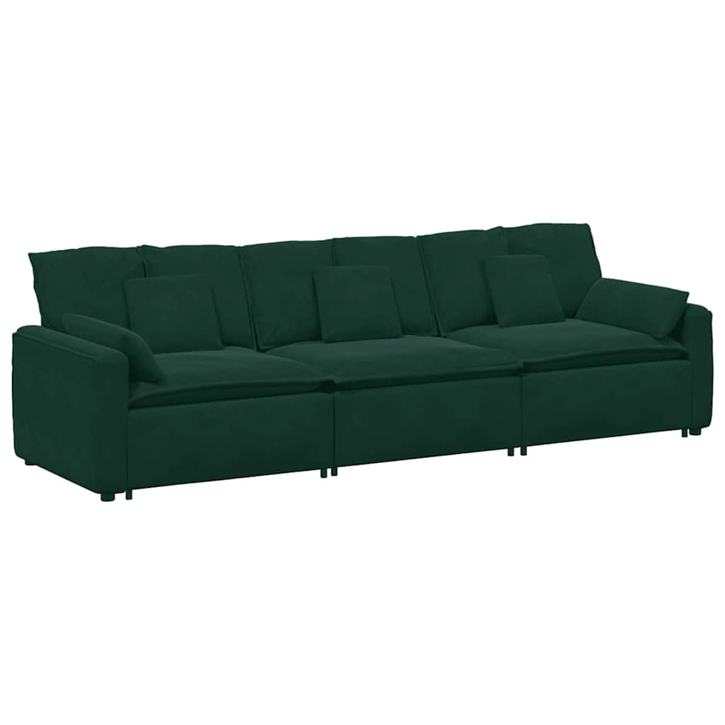 Modularna sofa s jastucima tamnozelena