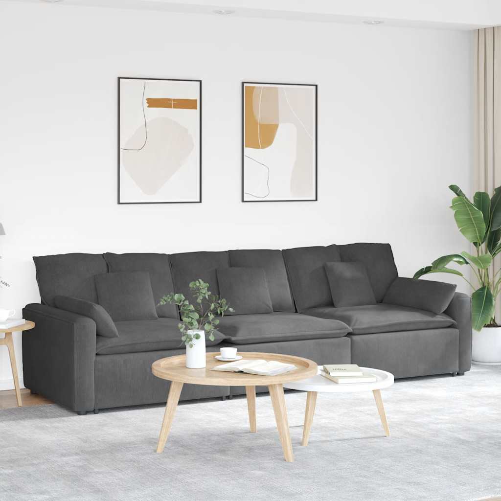 Modularna sofa s jastucima tamno siva