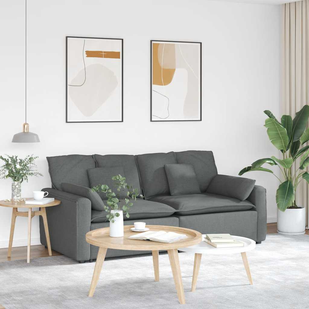 Modularna sofa s jastucima tamno siva