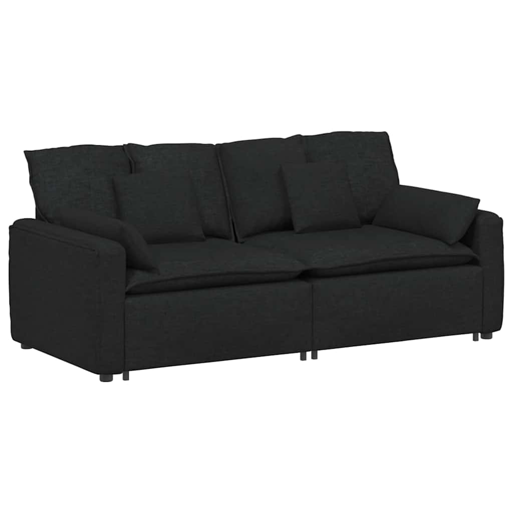 Modularna sofa s jastucima crna