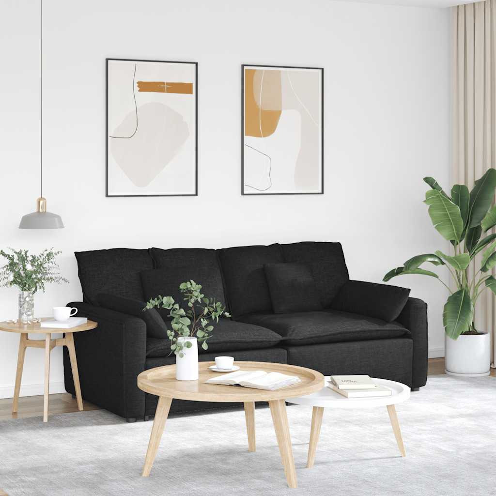 Modularna sofa s jastucima crna