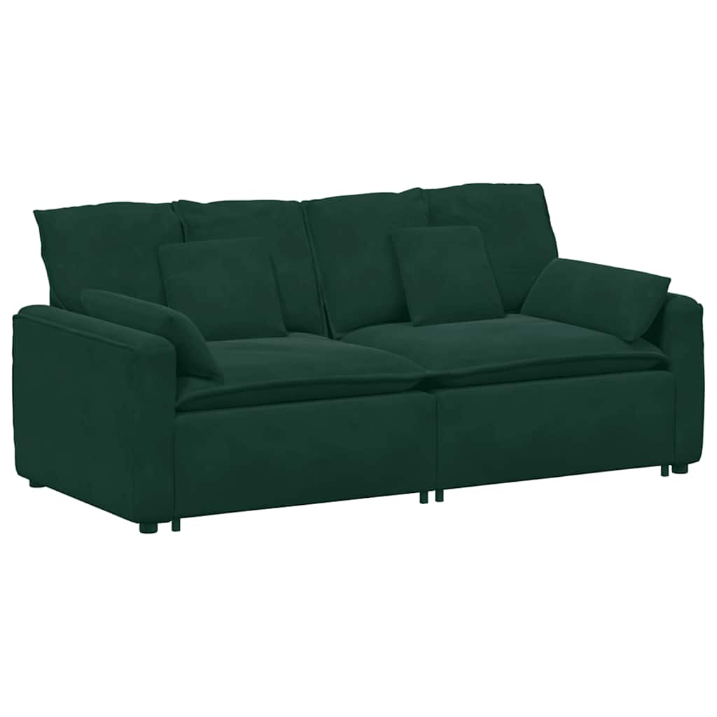 Modularna sofa s jastucima tamnozelena