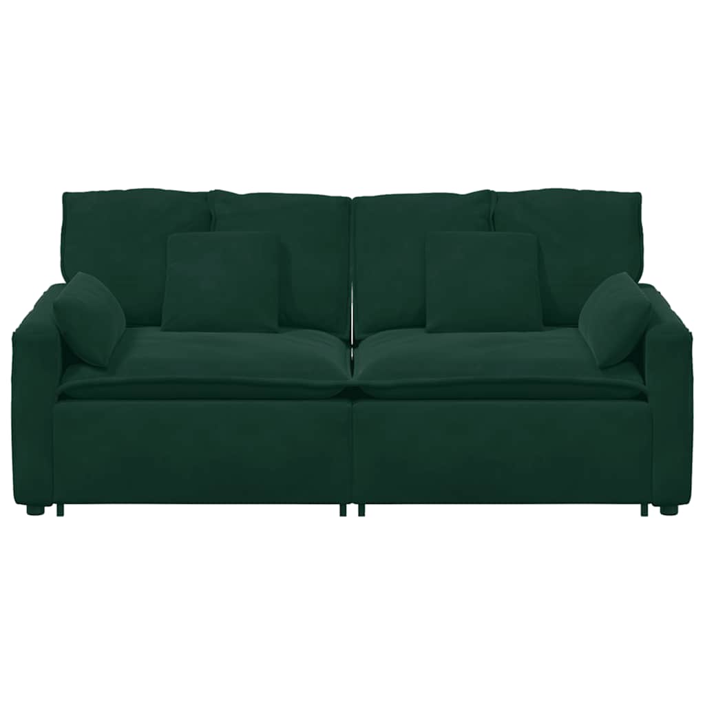 Modularna sofa s jastucima tamnozelena