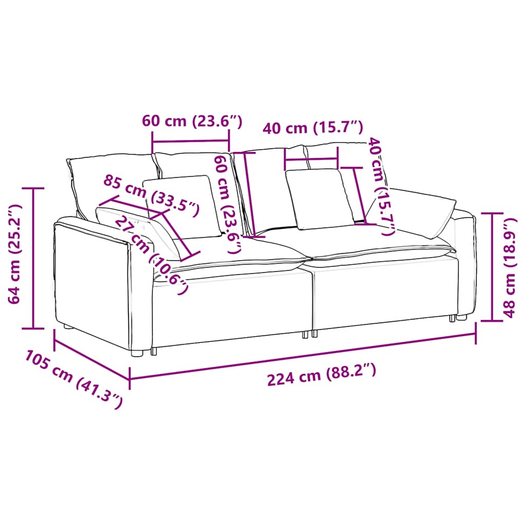 Modularna sofa s jastucima tamnozelena