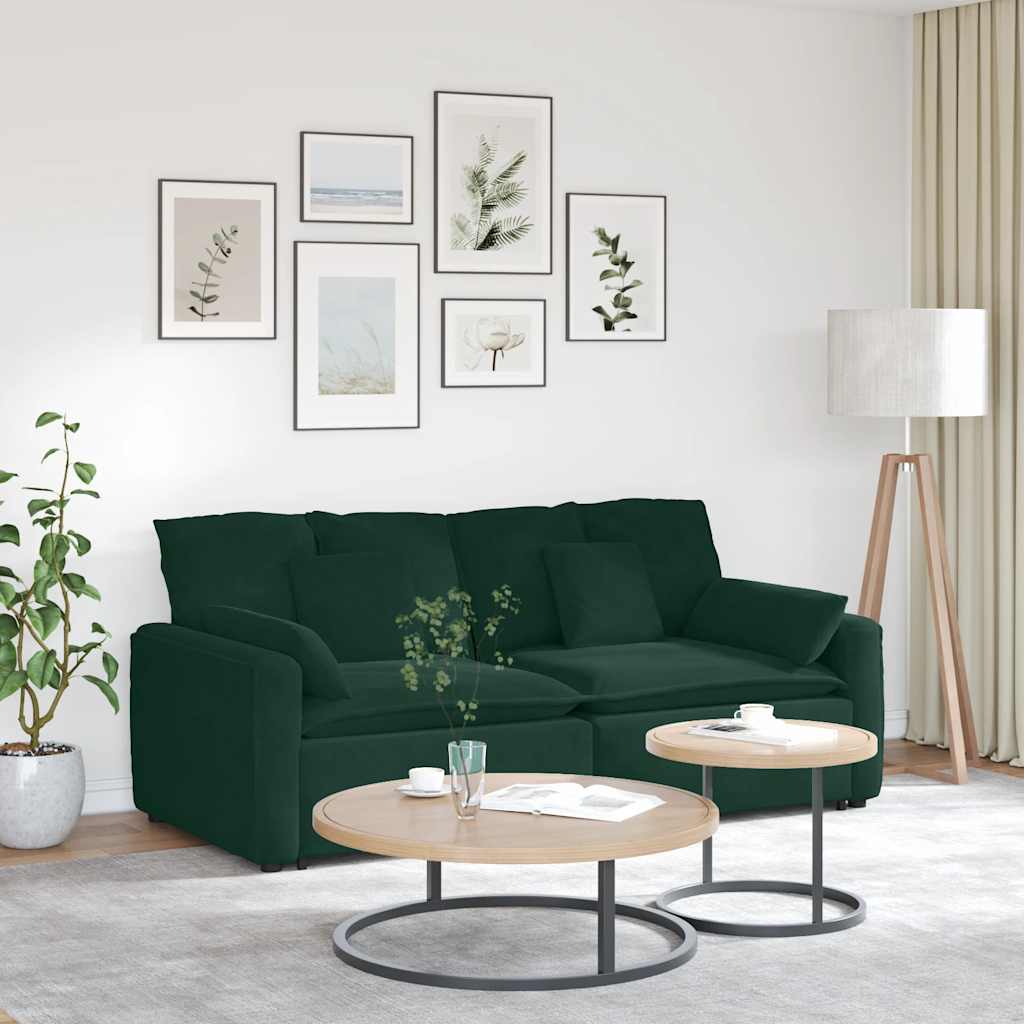 Modularna sofa s jastucima tamnozelena