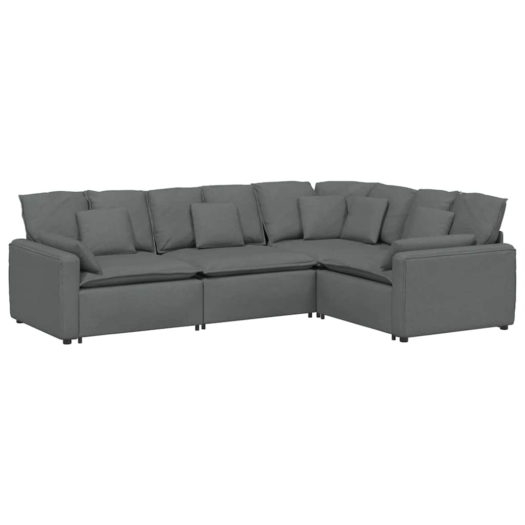 Modularna sofa s jastucima, tkanina, tamno siva